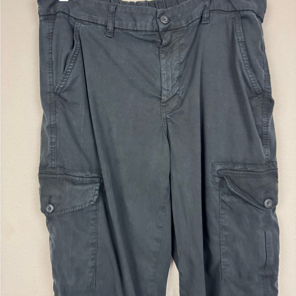 American Eagle Black Cargo Pants Mid Rise Baggy Wide Leg Size 12 - Picture 4 of 8